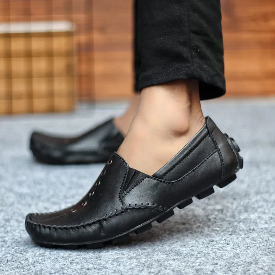 Sepatu Kulit Pantofel Slip On Pria Casual Selop Moccasin Formal