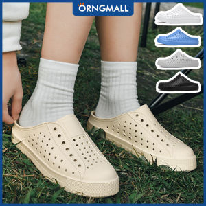 ORNGMALL Summer Boy and Girls Sandals Lightweight Breathable Plain Baotou Half Slippers Casual Waterproof Korean Style Rain Shoes Non-slip Hollow Multicolor Beach Shoes 25-45