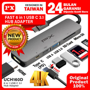 Type C 3.1 to HDMI Hub Converter USB 3.0 Micro SD 6 in 1 PX UCH160D