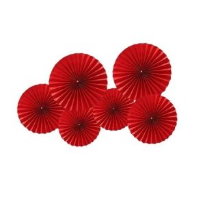 Set 6 quạt giấy đỏ đầu lân decor trang trí trung thu lễ Tết