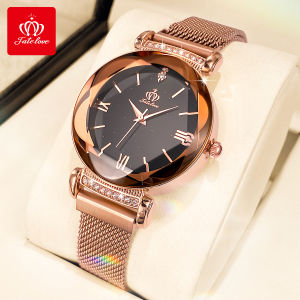 FateLove นาฬิกาผู้หญิงกันน้ำสไตล์แฟชั่น2025เกาหลีหรูหราปฏิทินอิฐฝังสง่างาม