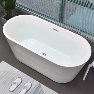 High End Integrated Acrylic Bathtub Luxury Home Hotel Bathtubs Adult Freestanding Oval Standalone Bath Tab Mandi Rumah 浴缸