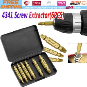 【Local Warehouse】6pcs/Set Damaged Screw Extractor Speed Out Drill Bits Tool Double Side Durable Broken Bolt Remover Screw High Strength Accessories Screw-Remover