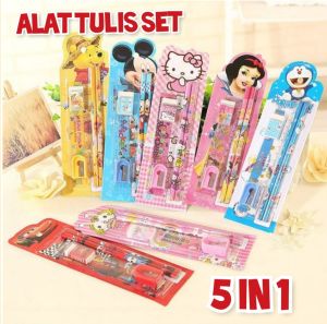 SET ALAT TULIS SEKOLAH 5 in 1 KARAKTER LUCU / MINI STATIONERY ATK Pensil Set Karakter Kartun paket alat tulis