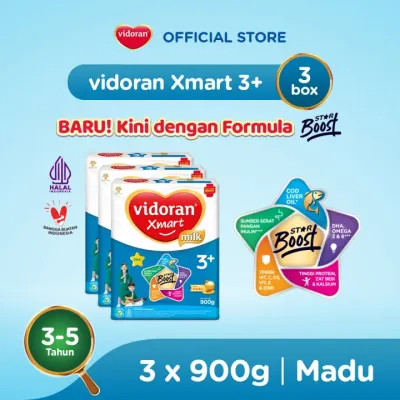 [Paket isi 3] Vidoran Xmart 3+ Madu 900gr