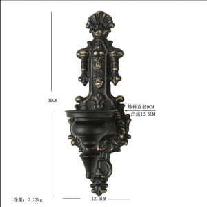 FFBH American Retro Candle Holder Black Wall-mounted Candlestick Background Wall Decoration Double Head Candle Cup Courtyard N7Y3P