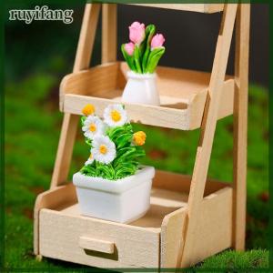 ruyifang 1PC Simulation Potted Plants New Dollhouse Miniature Mini Flowerpot Potted For Green Plant In Pot Doll House Furniture Home Decor