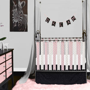 Wonder Bumpers - Reversible Cotton Pink and White Arabesque 38pc pack