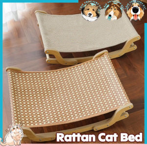 Cat Rocking Bed Rattan Cooling Mat Heatstroke Prevention Pet Lounge Chair All Seasons Cat Nest
