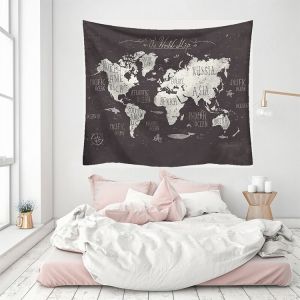 POSTER KAIN DEKORASI PAJANGAN HIASAN DINDING MAP PETA BUMI ATLAS KN-045 UK.100CMx70CM vincess