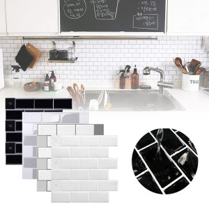 LO【Hot Sale】30.5x30.5cm/12x12inch 3D Tile Brick Mosaic Wallpaper Sticker Self Adhesive Kitchen Bathroom Decor Peel and Stick Tile for Kitchen Backsplash 30.5cm/12in