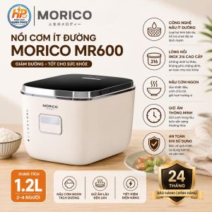 Nồi Cơm Điện Tử Ít Đường Morico MR600 1.2L – 12 Chế Độ Nấu Công Nghệ Tách Đường 600 Lỗ Inox 316 Mâm Nhiệt 3D