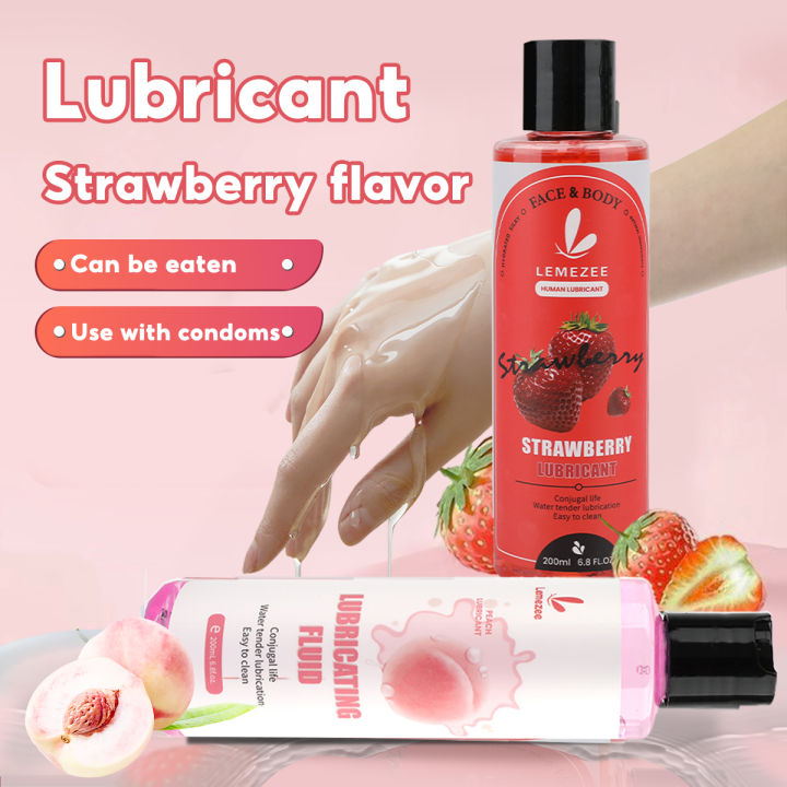 lemezee Lubricant 200ml Strawberry Sexual Gel Water Based Lubricant Sex Gel  Personal Massage Oil Smooth Lube-Edible