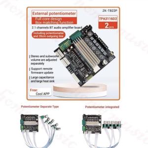 ★YWY Audio★ZK-TB22 บลูทูธเครื่องขยายเสียง 2.1 ช่องมินิเสียงไร้สายเครื่องขยายเสียงดิจิตอลโมดูลลำโพง 50Wx2 100WBluetooth power amplifier board 2.1 channel mini 50Wx2 100W★B36