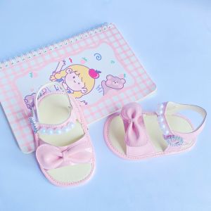 Sandal Bayi Perempuan Pita Mutiara & Ritsleting Warna-Warni untuk 0-14 Bulan