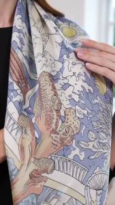 Vintage-style underwater Utopia silk scarf 90x90 cm. Luxurious square scarf headscarf neck scarf travel scarf suitable for office wear everyday use or as a gift.