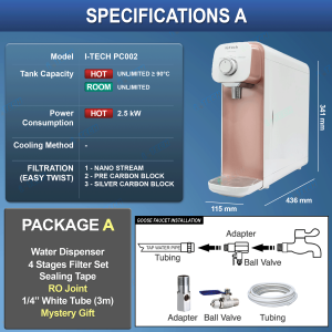 I-TECH Instant Hot & Ambient Tankless Water Purifier PC002 - 3 Stages Korea Filter System