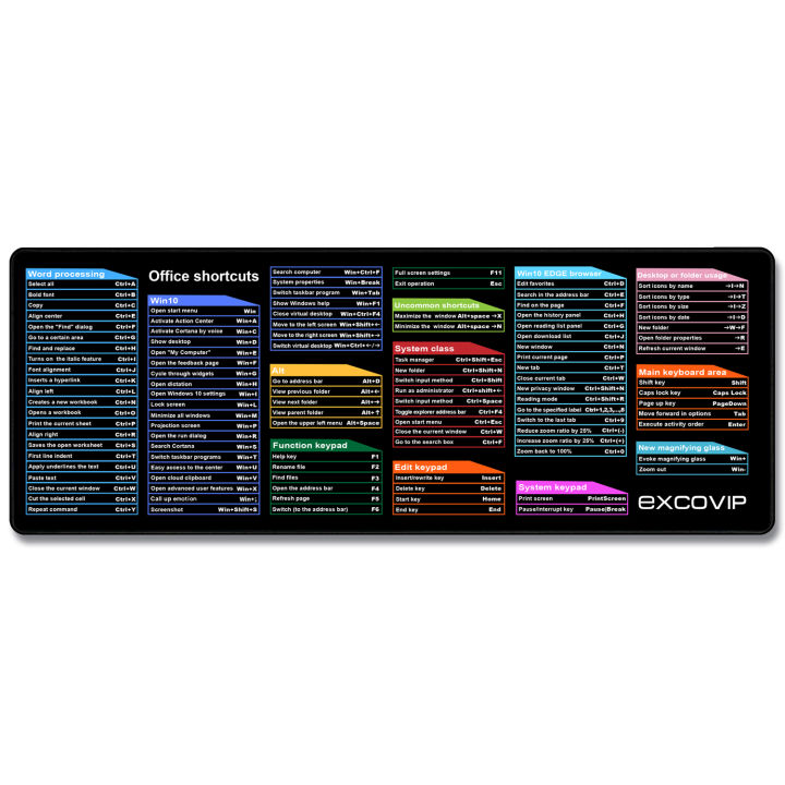 excovip mouse pad large size English office shortcut keys non-slip ...