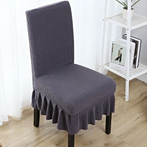 Thick Skirt Chair Cover Dining Stretchable Universal Knitted Thick Elastic Antifouling Seat Cushion