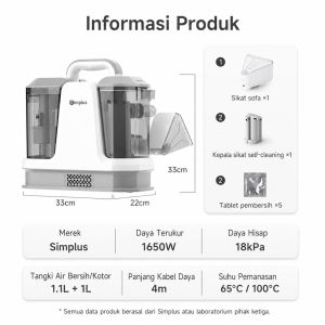 Simplus Setrika Uap 2.1L Daya 850W 11 Tingkat Suhu Stainless Steel 304 Anti Karat – Pengaturan Ketinggian 64-135cm Putaran 90° Flat & Vertical Sterilisasi 110℃ Perlindungan Ganda