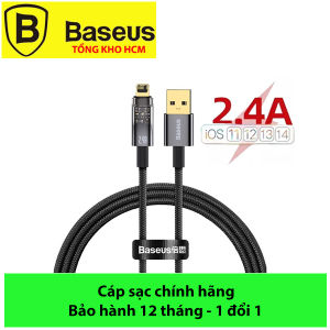 Cáp sạc nhanh Baseus Tự Ngắt 2.4A Gen2 Baseus Explorer Series Fas Charging cho A--le (USB to Lai-ning Auto Power-Off)