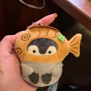 Sanrio Plush Keychain Cute Loppy Crossdressing Taiyaki Penguin Anime Cinnamon Plush Doll Pendant Cartoon Filling Toy Children and Girls Birthday Gift