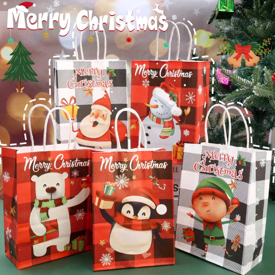 YESPERY 10Pcs Christmas Tote Bags Christmas Eve Apple Packaging