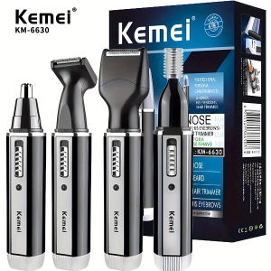 Kemei KM-6630 ชุดเครื ่ องตัดขนจมูกมัลติฟังก ์ ชั ่ นแบบชาร ์ จไฟได ้ 4-in-1