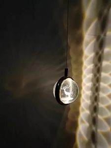 SXH Light Luxury Bedroom Bedside Crystal Small Pendant Light Living Room Corridor Bar Counter Background Wall Decoration Fish Line Light Internet Celebrity Childrens Light