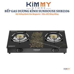 BẾP GAS ĐÔI DƯƠNG KÍNH TIẾP KIỆM GAS SUNHOUSE SHB2022-SG  - Bảo Hành 12 Tháng