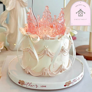 มงกุฎ ตกเเต่งเค้ก มงกุฎคริสตัล โบว์ริบบิ้น เเต่งเค้ก