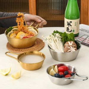 Stainless Steel Bowl Seasoning Dish Hot Pot Dipping Bowl Food Sauce Cup Korean Rice Wine Bowl with Handle Kitchen Ta