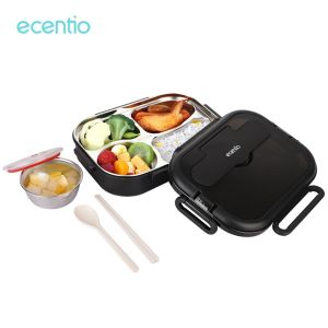 ECENTIO Tempat Makan 4 Grid Lunch Box Kotak Stainless Steel 304 1000ml