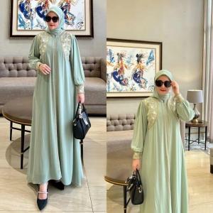 BISA COD - Azahra Abaya Bahan Ceruty Babydoll Mix Bordir Full Furing Gamis Terbaru Arabian Syari Long Dress Pesta Mewah Gamis Import BKK Busana Muslim Baju Lebaran Dress Seragaman Ibu-Ibu Pakaian Wanita Fashion Muslim Terlaris Murah Keki Kondangan Dewasa