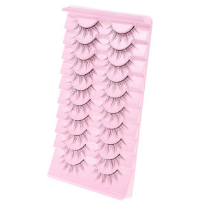 10Pairs Anime Eyelashes Natural False Eyelashes 3D Soft Little Devil Eyelashes Cat Eye Doll Fake Eyelashes Thick Wispy Asian Japanese Style Makeup Lashes