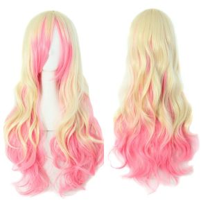 Cosplay Color Wig Pink/Purple Cos Wig for Female Daily Life Party Hair Wig Lolita Hair Extension