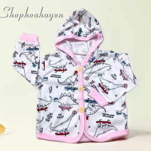 Áo khoác có mũ cho bé trai bé gái sơ sinh chất thun cotton mềm mại cài cúc giữa cho bé - áo khoác giữ ấm cho bé sơ sinh 3-10kg