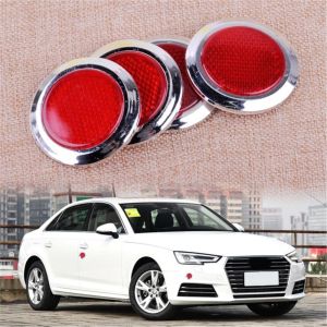 4pcs Red Chrome Car Reflective Sticker Safety Warning Reflector Self Adhesive Reflective Strips Round