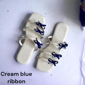 Sandal Wanita Flat Teplek dengan Pita Warna-Warni - Gaya Korea - Ukuran 26-43