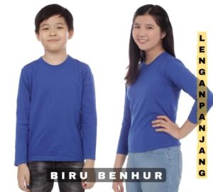 ( BISA COD ) kaos polos panjang anak Biru Benhur - kaos polos anak lengan panjang - oblong polos anak WINSTAR