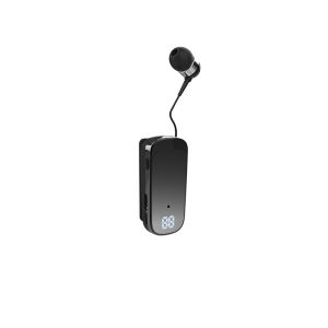 VAORLO K65 Clip-On Bluetooth Headset Talk Time 20 Hours Wireless Sport Business Earphone With Microphone Digital Display Long battery life Headphone Call Remind Vibration Clip Driver Auriculares Earphone