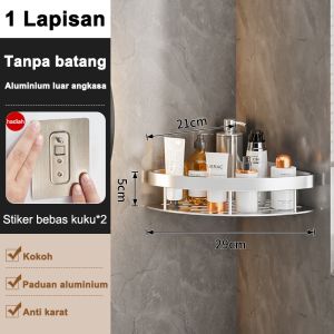 COUPAL Rak Sudut Serbaguna Space Aluminum Rack Multifunction Rak Kamar Mandi Sudut Berbahan Space Serbaguna Gantung Tempel Dinding