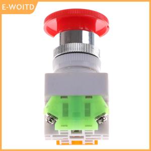 【E-WOITD】 Red Mushroom Cap 1NO 1NC DPST Emergency Stop Push Button Switch AC 660V 10A