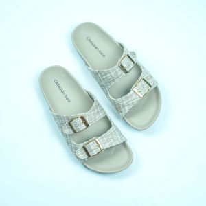 Christian Bale Lily Sandal flat platform Cewek cantik sendal selop Wanita casual motif kekinian