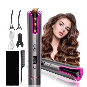 curling machine Portable Wireless Automatic Hair Curler USB Rechargeable with LCD Thermostat Electric Hair Curler