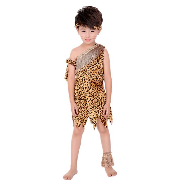 Kids Native American Indian Jungle Safari Theme Costume for Boys Girls Leopard Print Hunter Fancy Dress Clothes Set United Nation Cosplay Outfits 925 Lazada PH