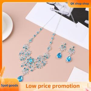 ✨QK shop✨ Wedding Party Necklace Earring Set Flower Water Drop Necklace Bridal Wedding Jewelry Accessories