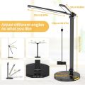 Desk Lamps for Home Office with Dual-Head LED Desk Lamp, USB Charging Port, Eye-Caring Architect Task Lamp, and 5-Level Dimming, Office Desk Accessories with Timing and 180 °   Adjustable (Black). 