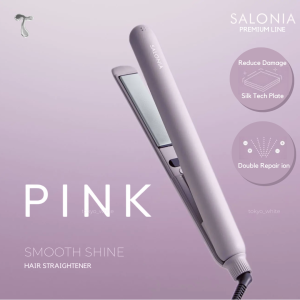 SALONIA SILKYTECH [พร้อมส่ง] พรีเมียม หนีบตรง Smooth Shine Hair Straightener 24 mm [Pink] แถม! กระเป๋ากันความร้อน