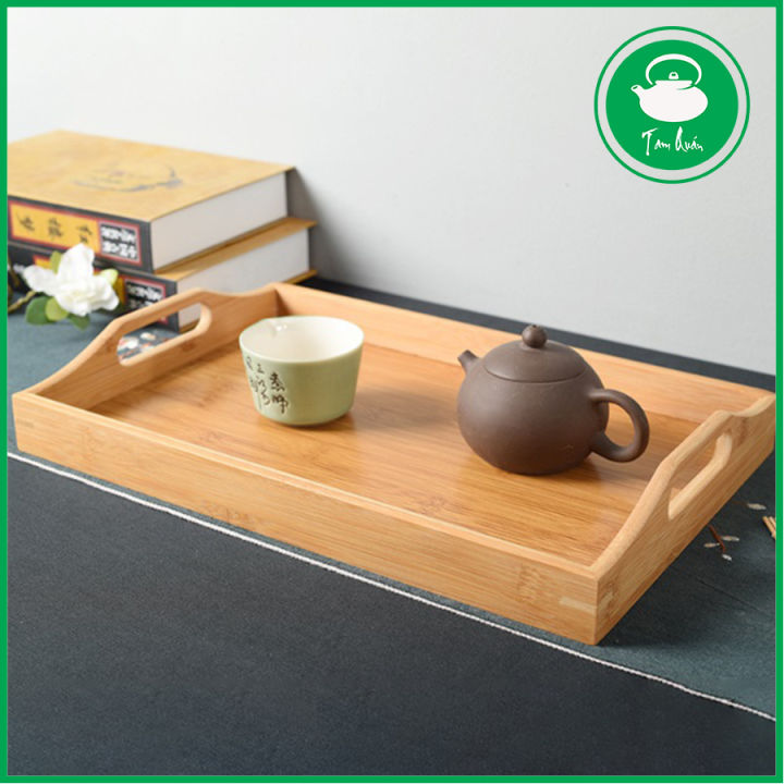 Khay trà gỗ tre tự nhiên 38cm x 25cm